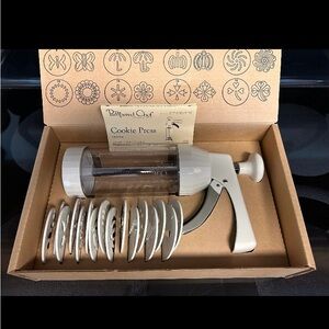 The Pampered Chef VINTAGE Cookie Press 1525- Plastic-Original box BRAND NEW